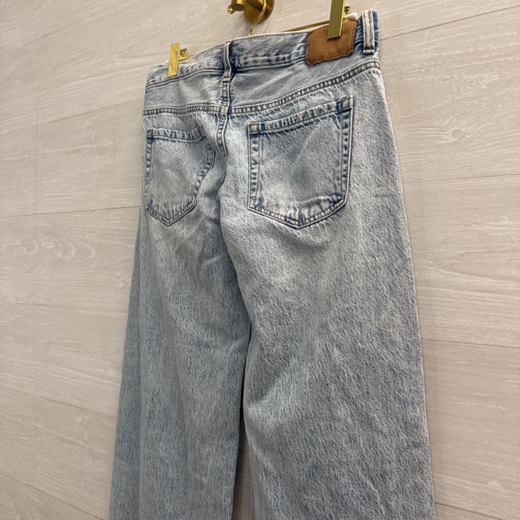 Aeropostale Light Wash Super Low Rise Baggy Wide Leg Jeans 2 Short