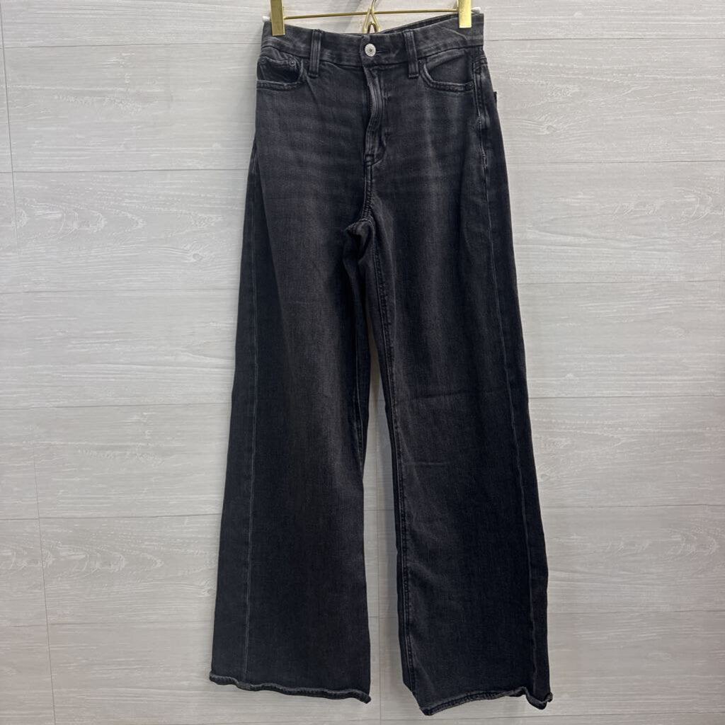 American Eagle Black Denim Curvy Super High Rise Baggy Wide Leg Jeans 000