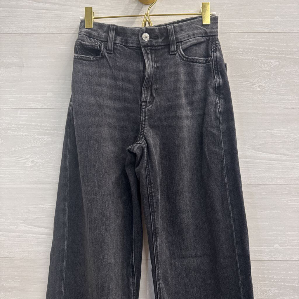 American Eagle Black Denim Curvy Super High Rise Baggy Wide Leg Jeans 000