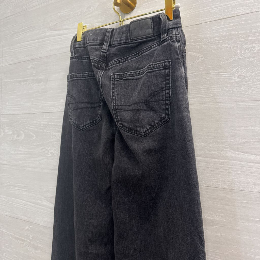 American Eagle Black Denim Curvy Super High Rise Baggy Wide Leg Jeans 000