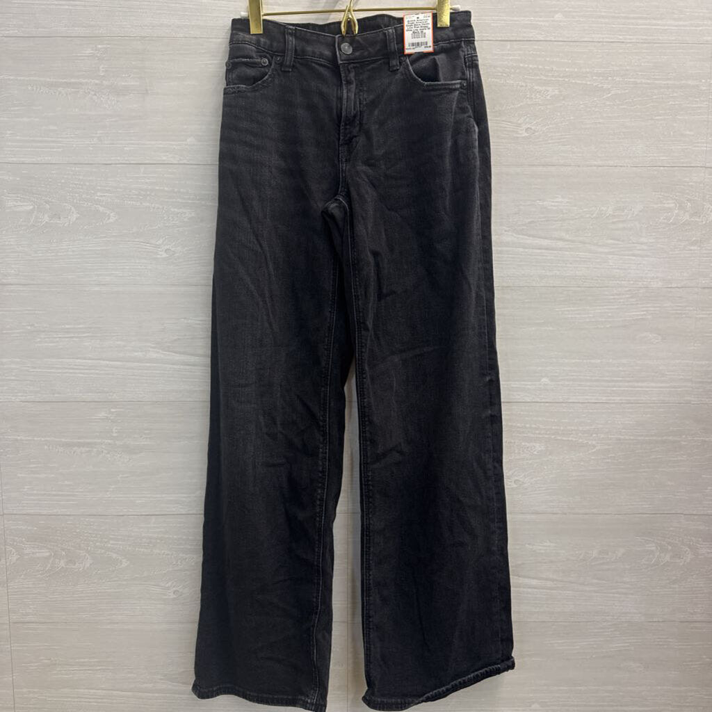 American Eagle Black Denim Low Rise Baggy Wide Leg Jeans 00