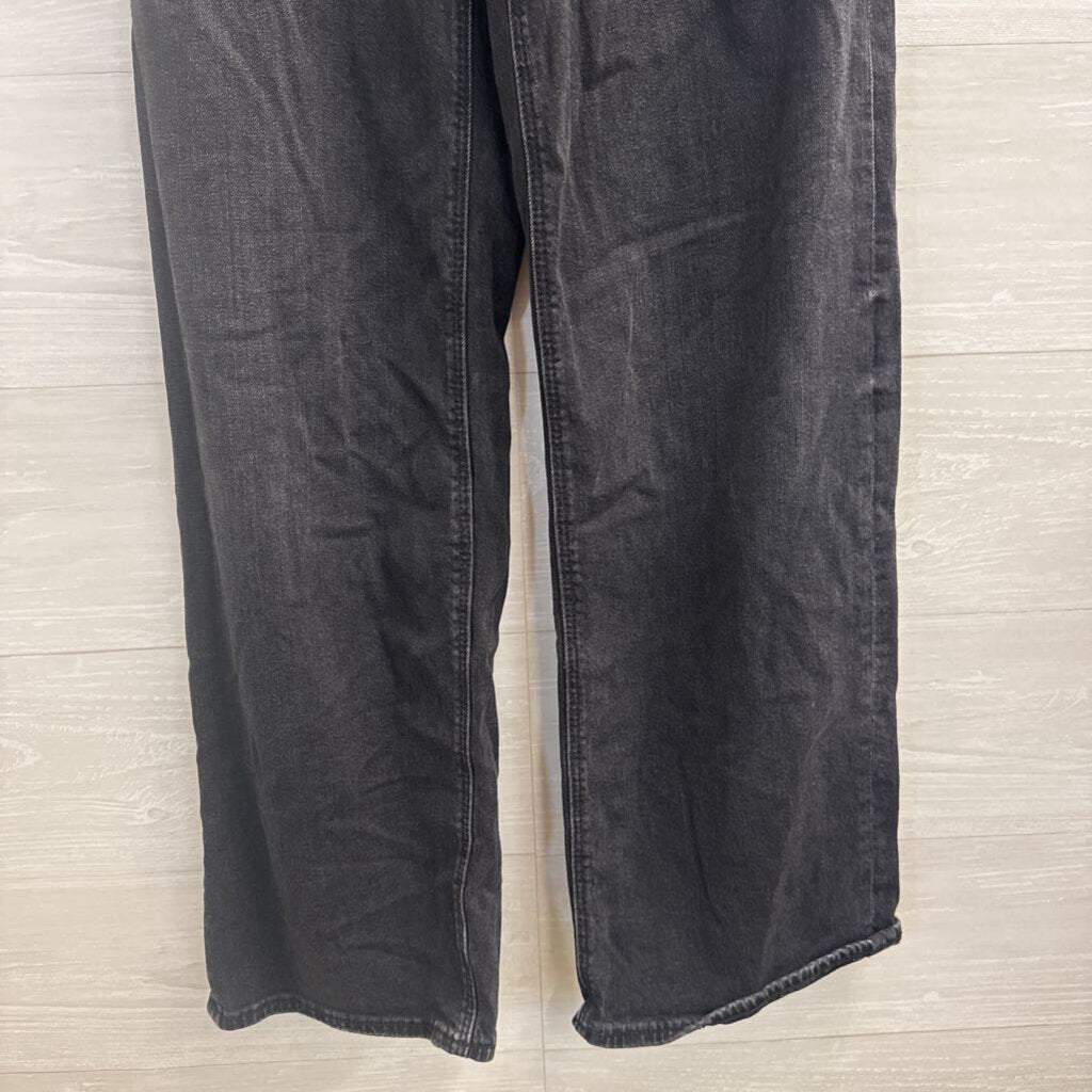 American Eagle Black Denim Low Rise Baggy Wide Leg Jeans 00