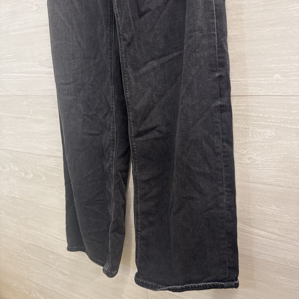 American Eagle Black Denim Low Rise Baggy Wide Leg Jeans 00
