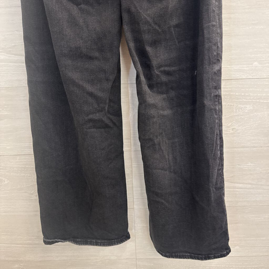 American Eagle Black Denim Low Rise Baggy Wide Leg Jeans 00