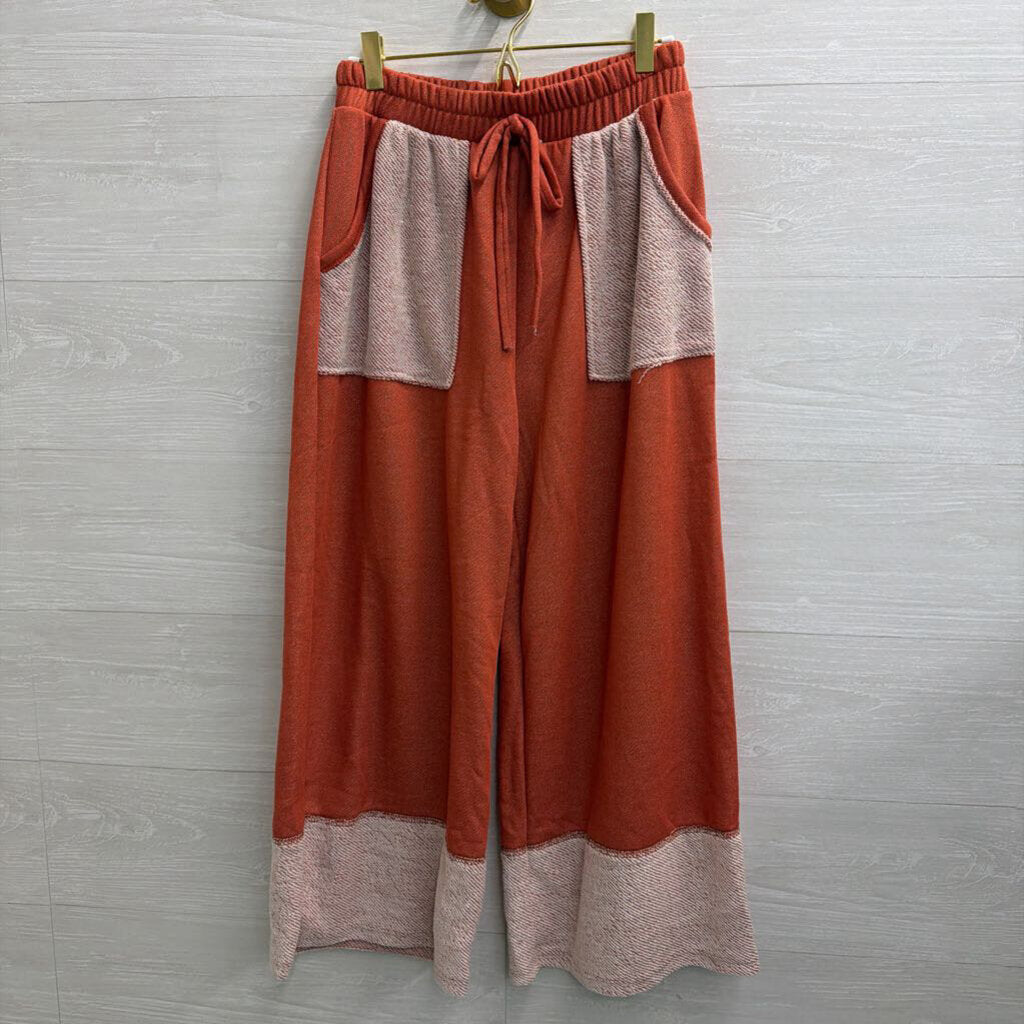 J Her Orange/ White Soft Pull On Pants Medium