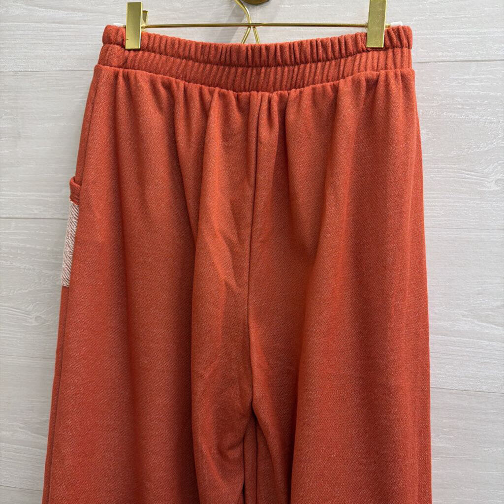 J Her Orange/ White Soft Pull On Pants Medium