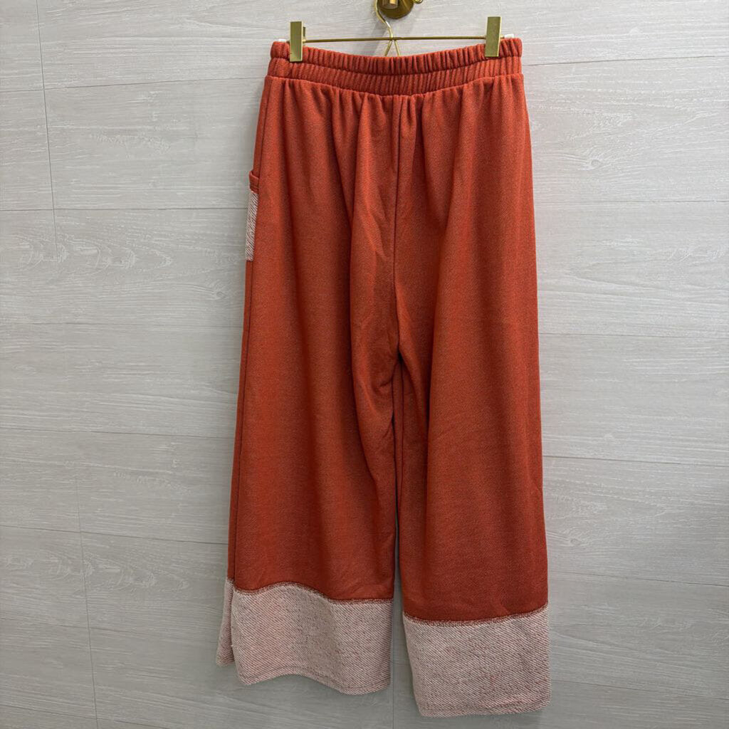 J Her Orange/ White Soft Pull On Pants Medium