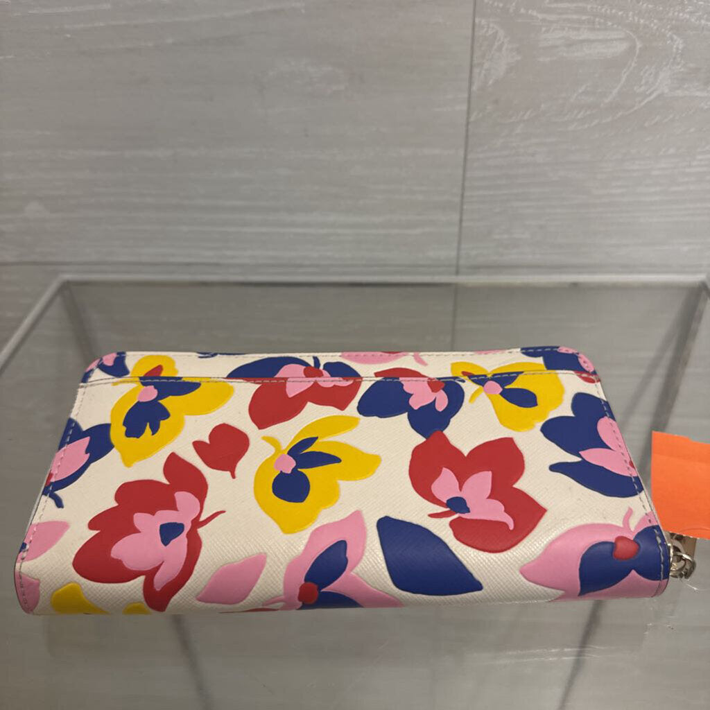 Kate Spade White/ Multi Spencer Summer Flower Zip Around Wallet