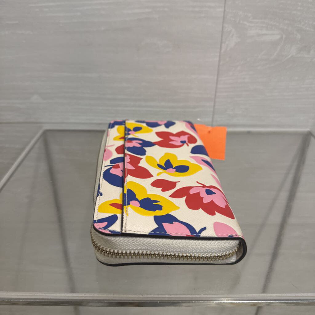 Kate Spade White/ Multi Spencer Summer Flower Zip Around Wallet