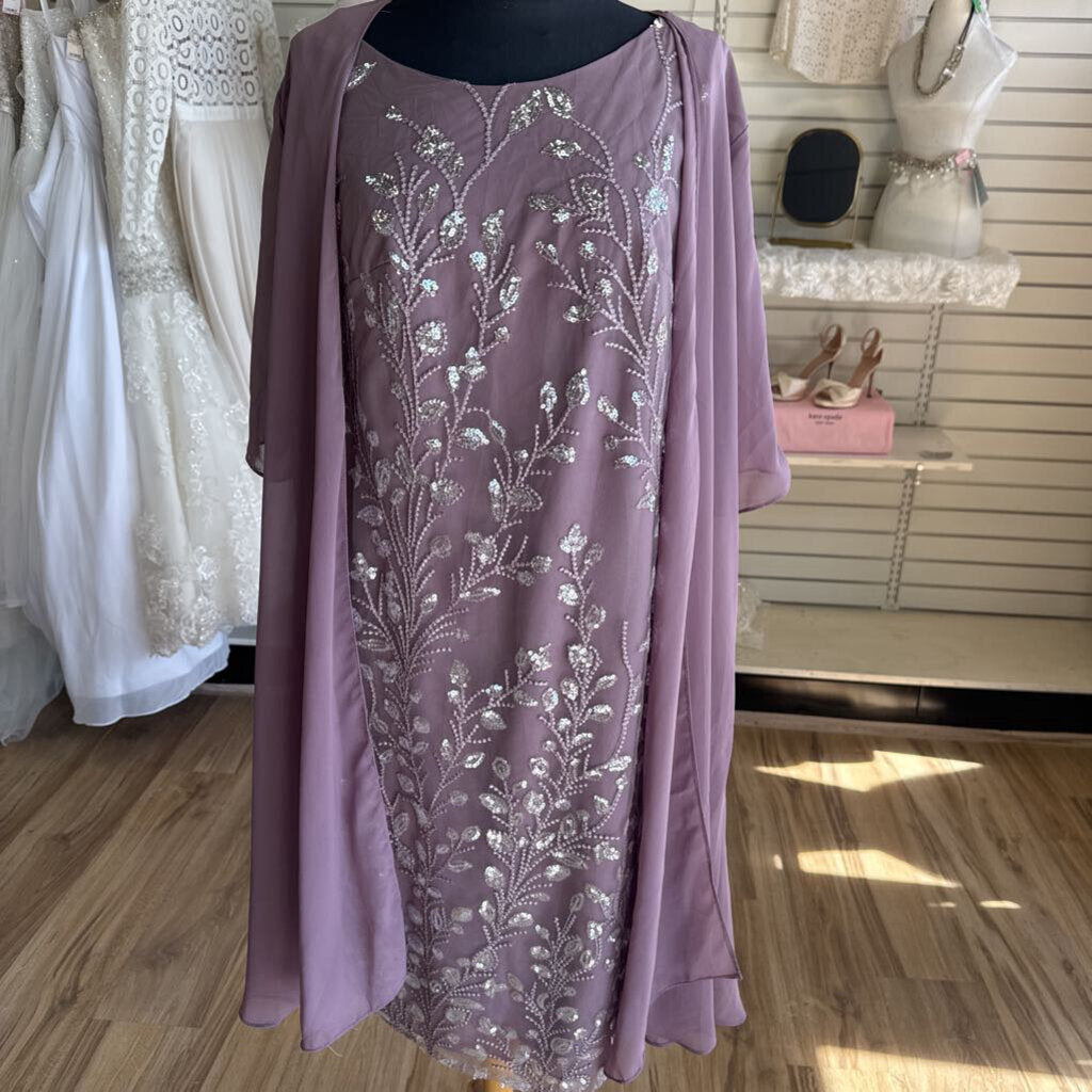Purple Sequin Print Short Formal Dress With Jacket Large