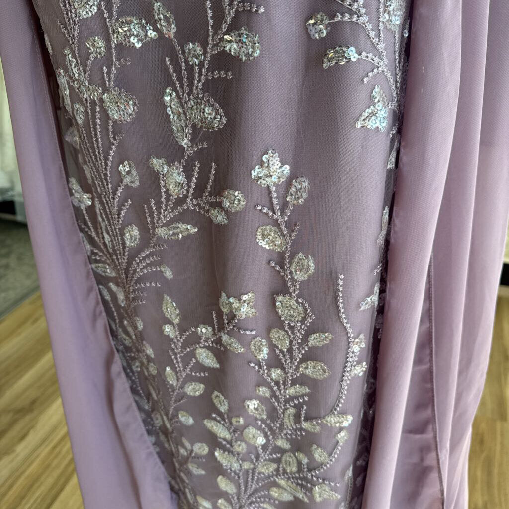 Purple Sequin Print Short Formal Dress With Jacket Large