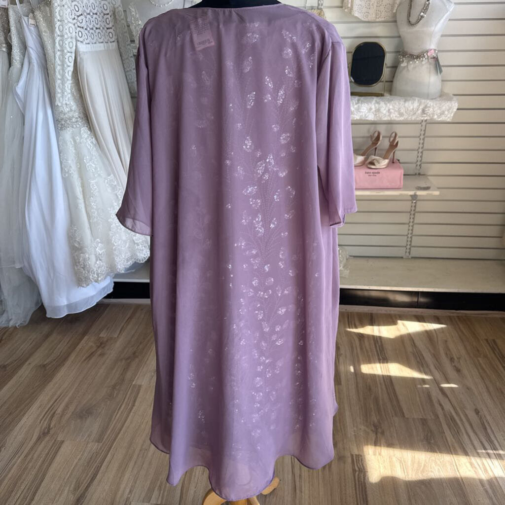 Purple Sequin Print Short Formal Dress With Jacket Large