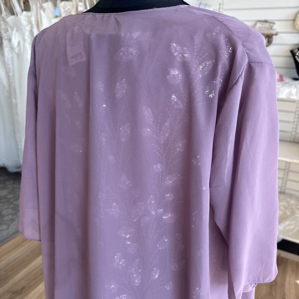 Purple Sequin Print Short Formal Dress With Jacket Large