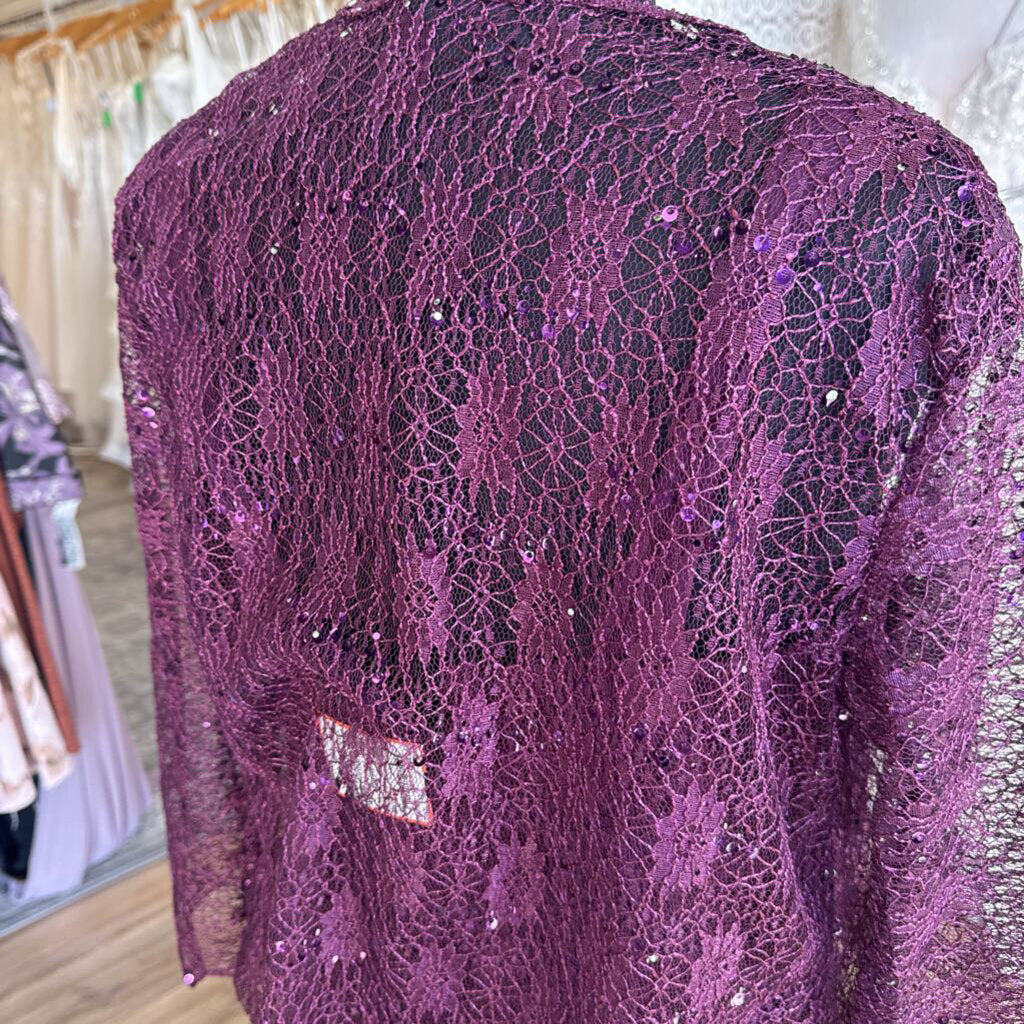 Purple Lace Top Long Formal Dress With Jacket Large