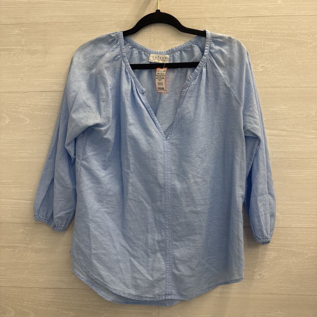Velvet Blue Long Sleeve Top Medium