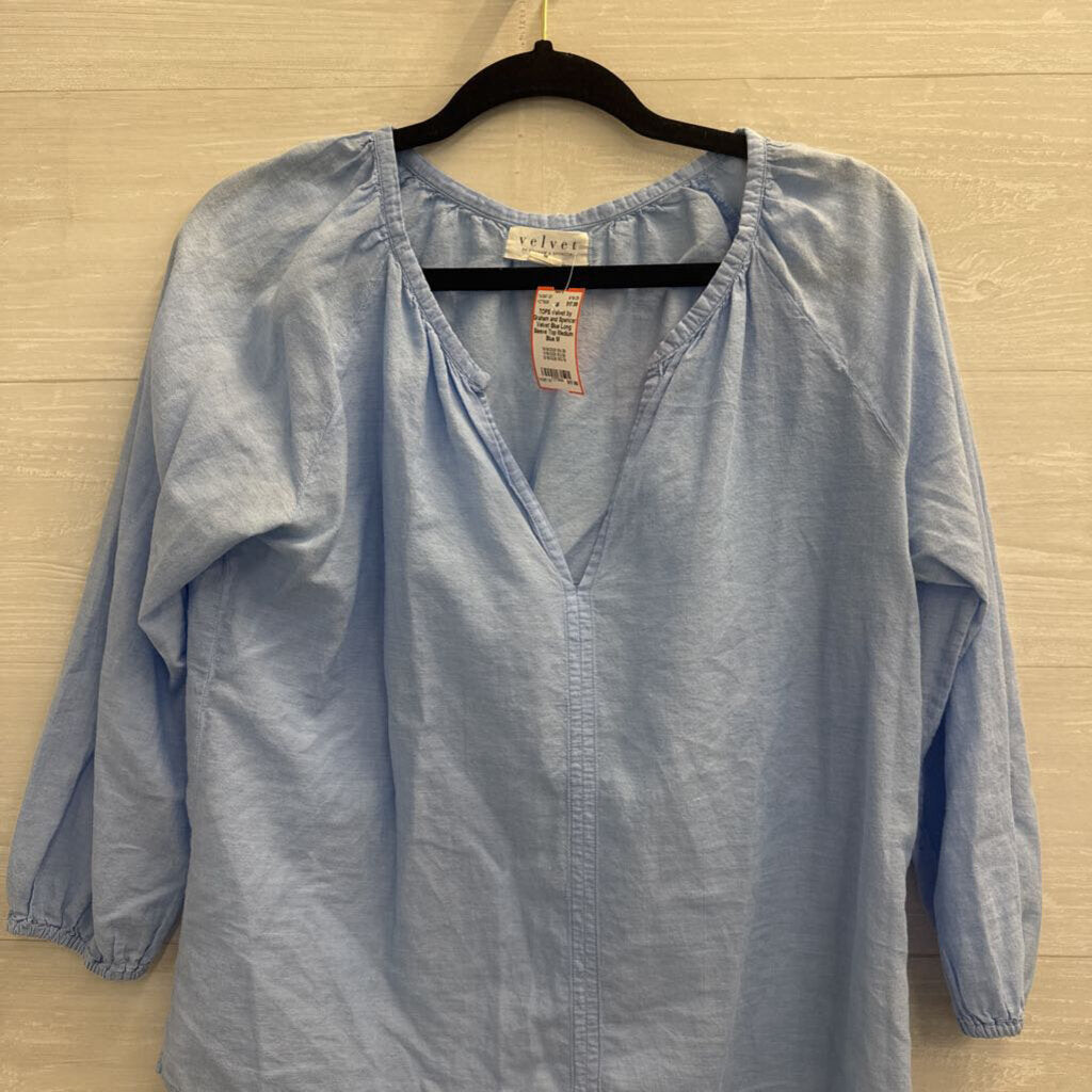 Velvet Blue Long Sleeve Top Medium