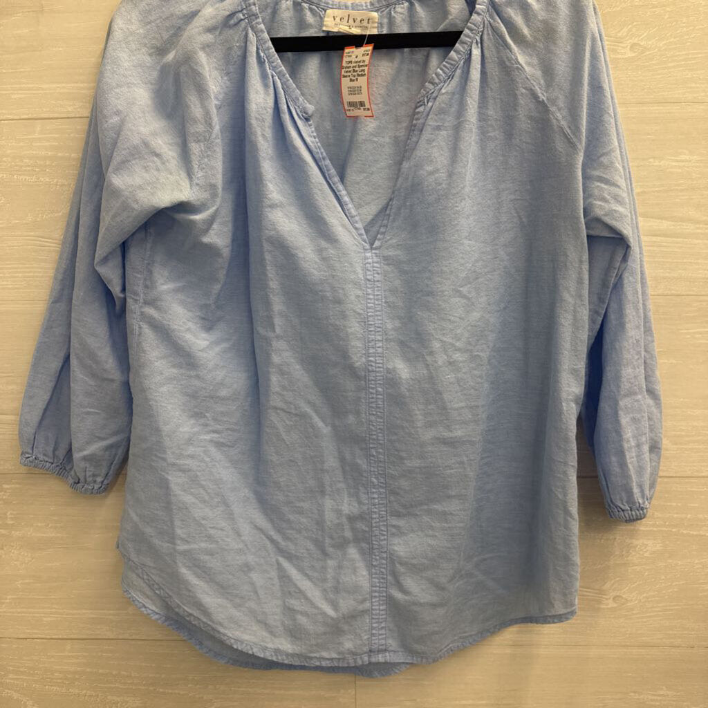 Velvet Blue Long Sleeve Top Medium