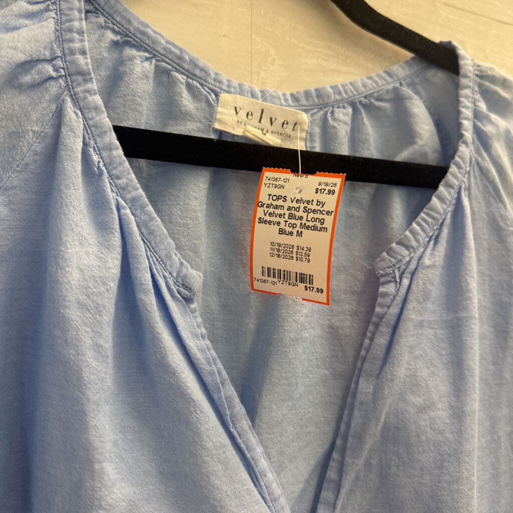 Velvet Blue Long Sleeve Top Medium