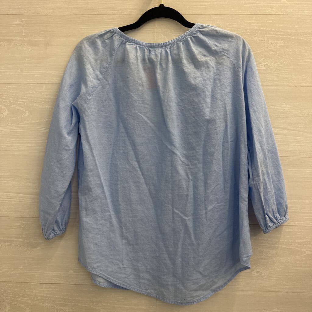 Velvet Blue Long Sleeve Top Medium