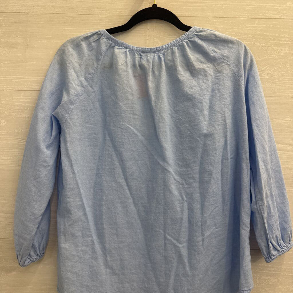 Velvet Blue Long Sleeve Top Medium