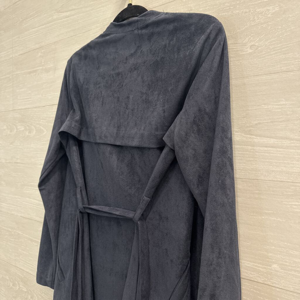 Lush Navy Suede Open Waterfall Front Jacket Small