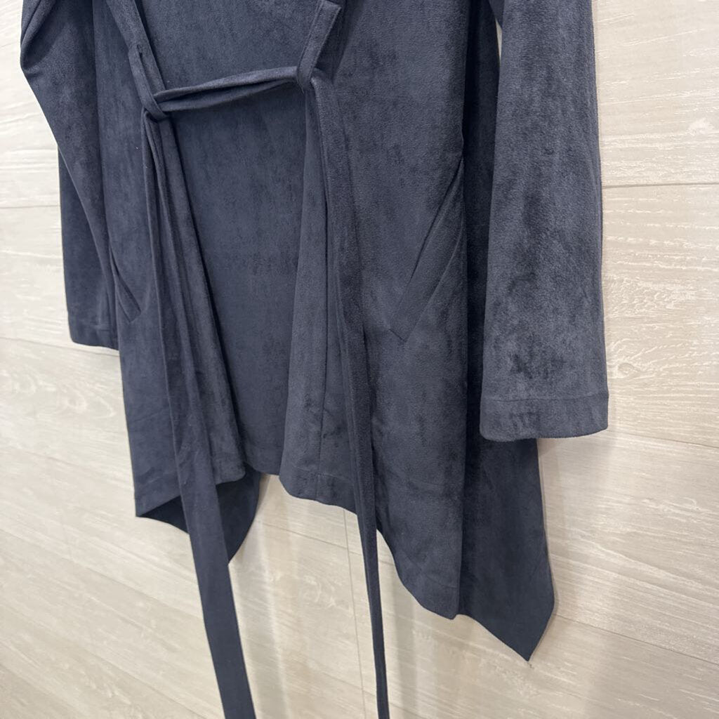Lush Navy Suede Open Waterfall Front Jacket Small