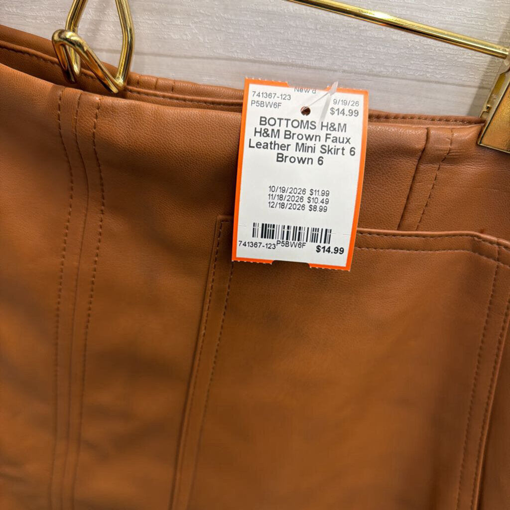 H&M Brown Faux Leather Mini Skirt 6