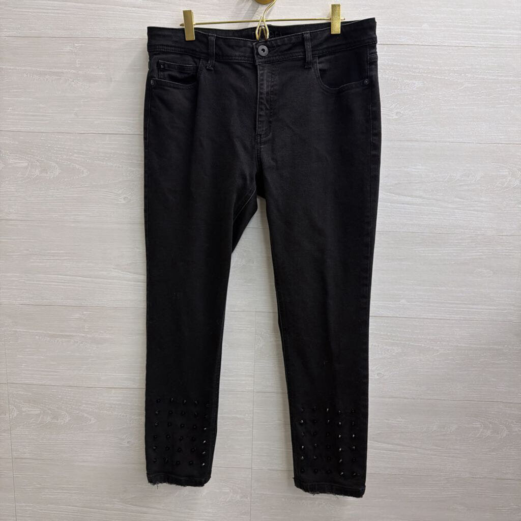 DL1961 Black Denim Florence Studded Hem Pants 31