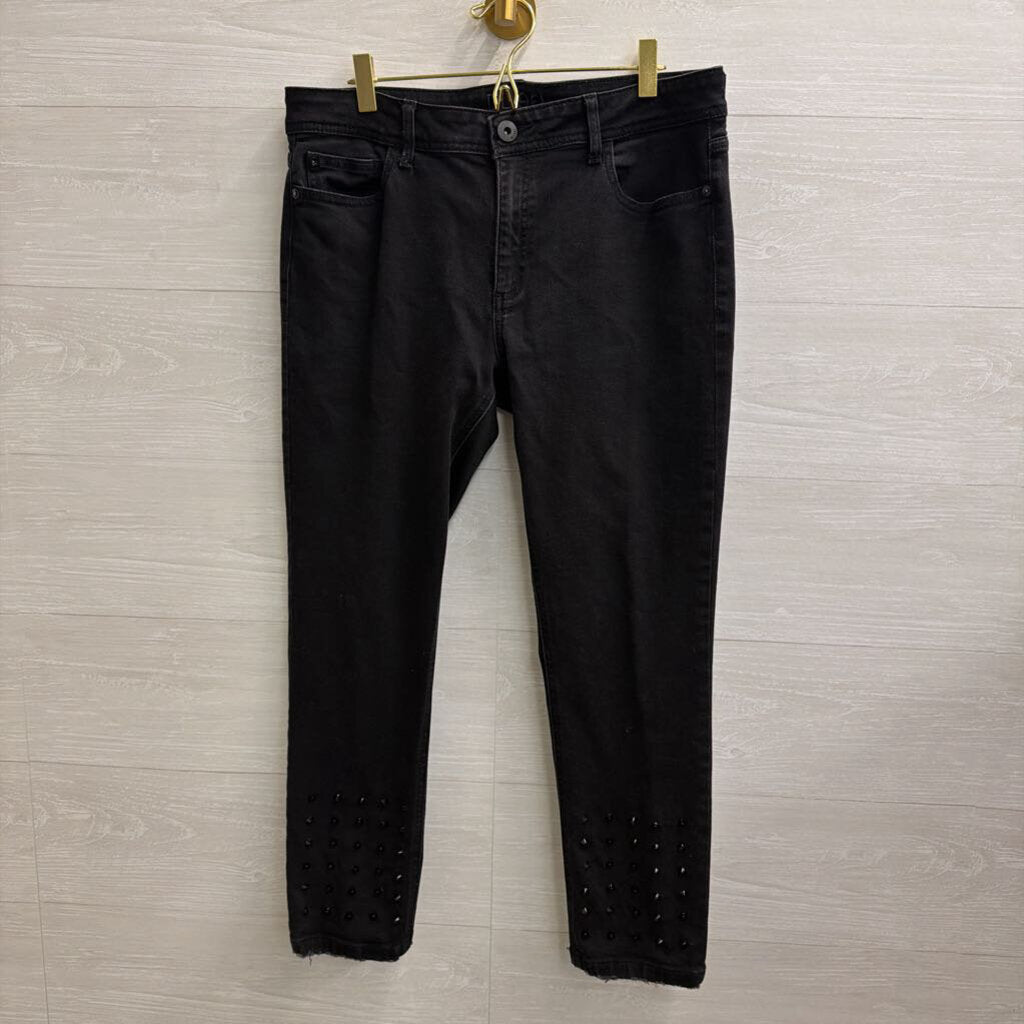 DL1961 Black Denim Florence Studded Hem Pants 31