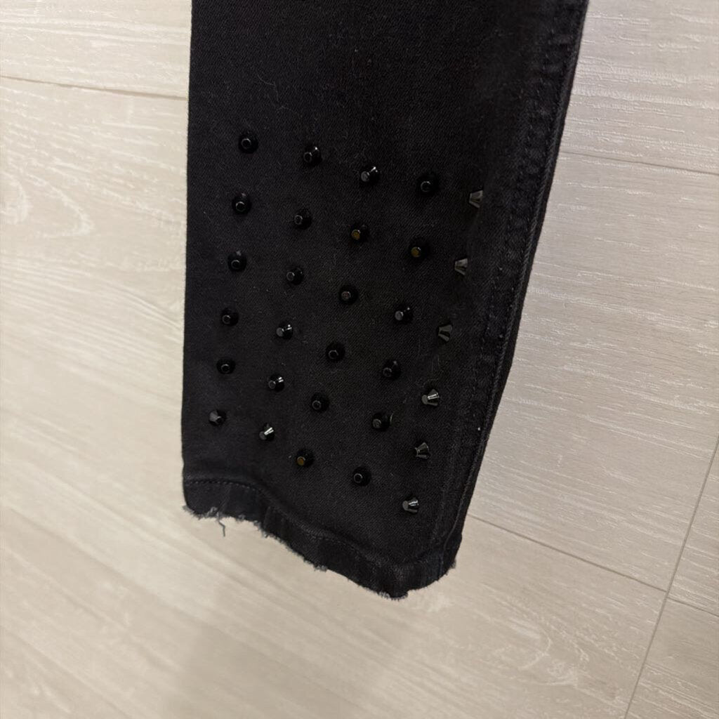 DL1961 Black Denim Florence Studded Hem Pants 31