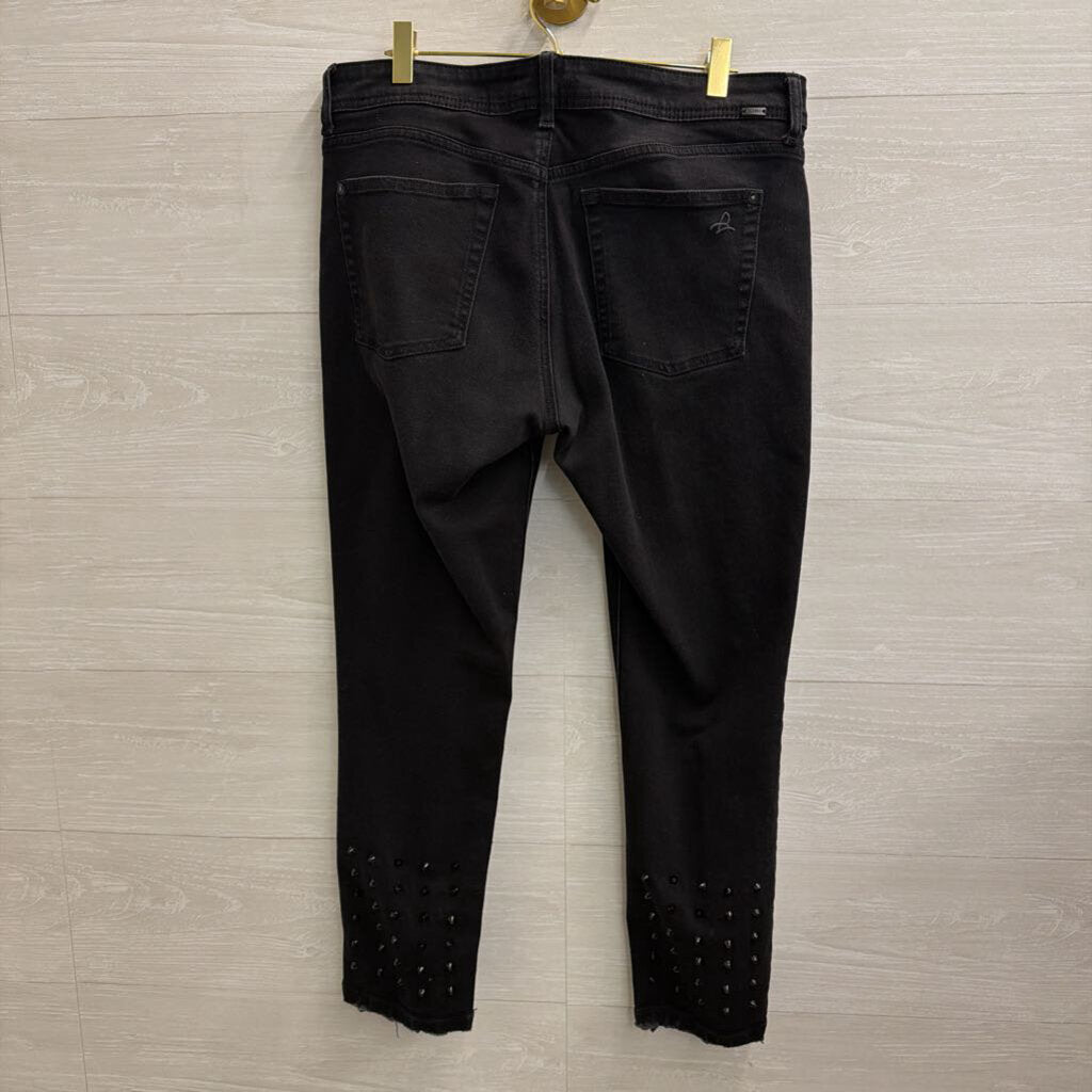 DL1961 Black Denim Florence Studded Hem Pants 31