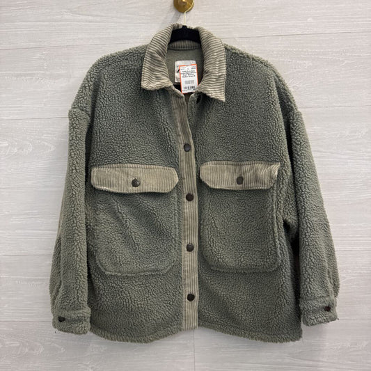 Zara Green Fleece Button Front Shacket Medium
