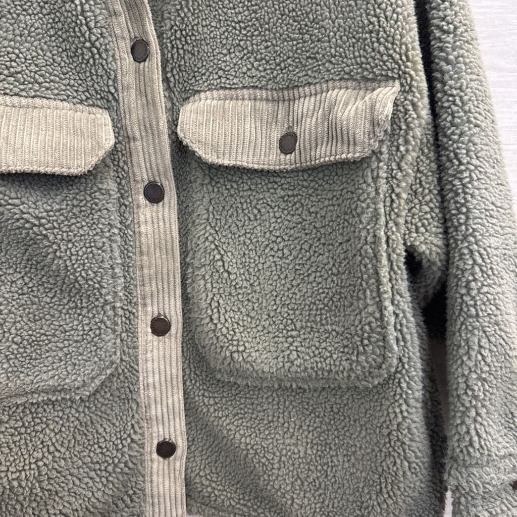 Zara Green Fleece Button Front Shacket Medium