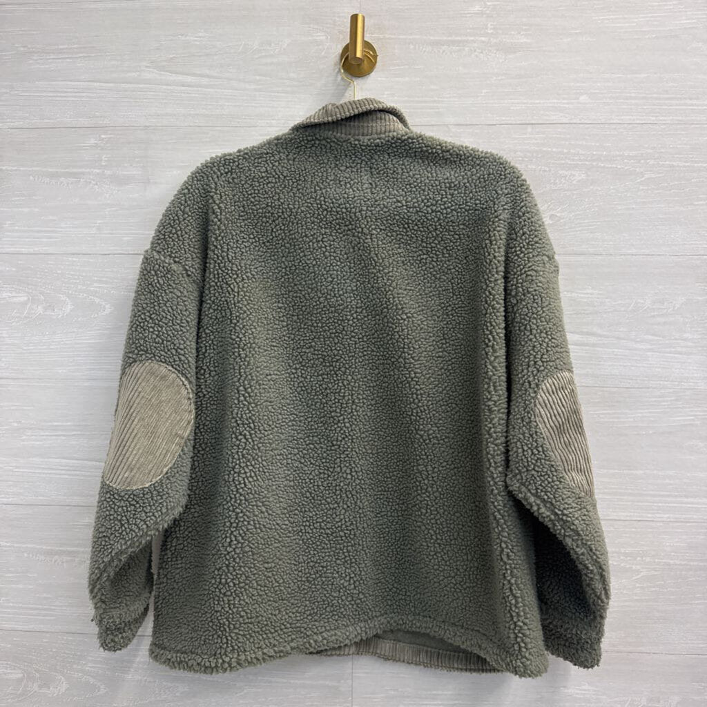 Zara Green Fleece Button Front Shacket Medium
