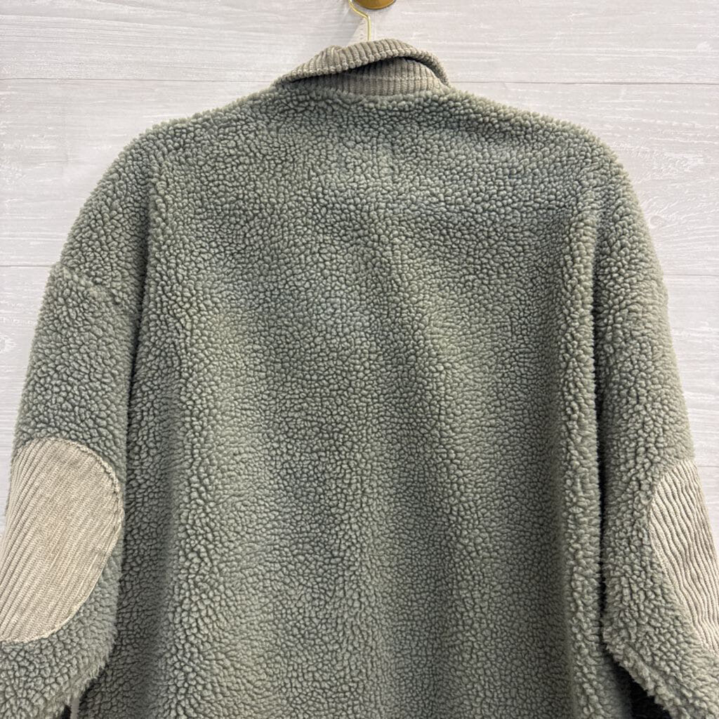 Zara Green Fleece Button Front Shacket Medium