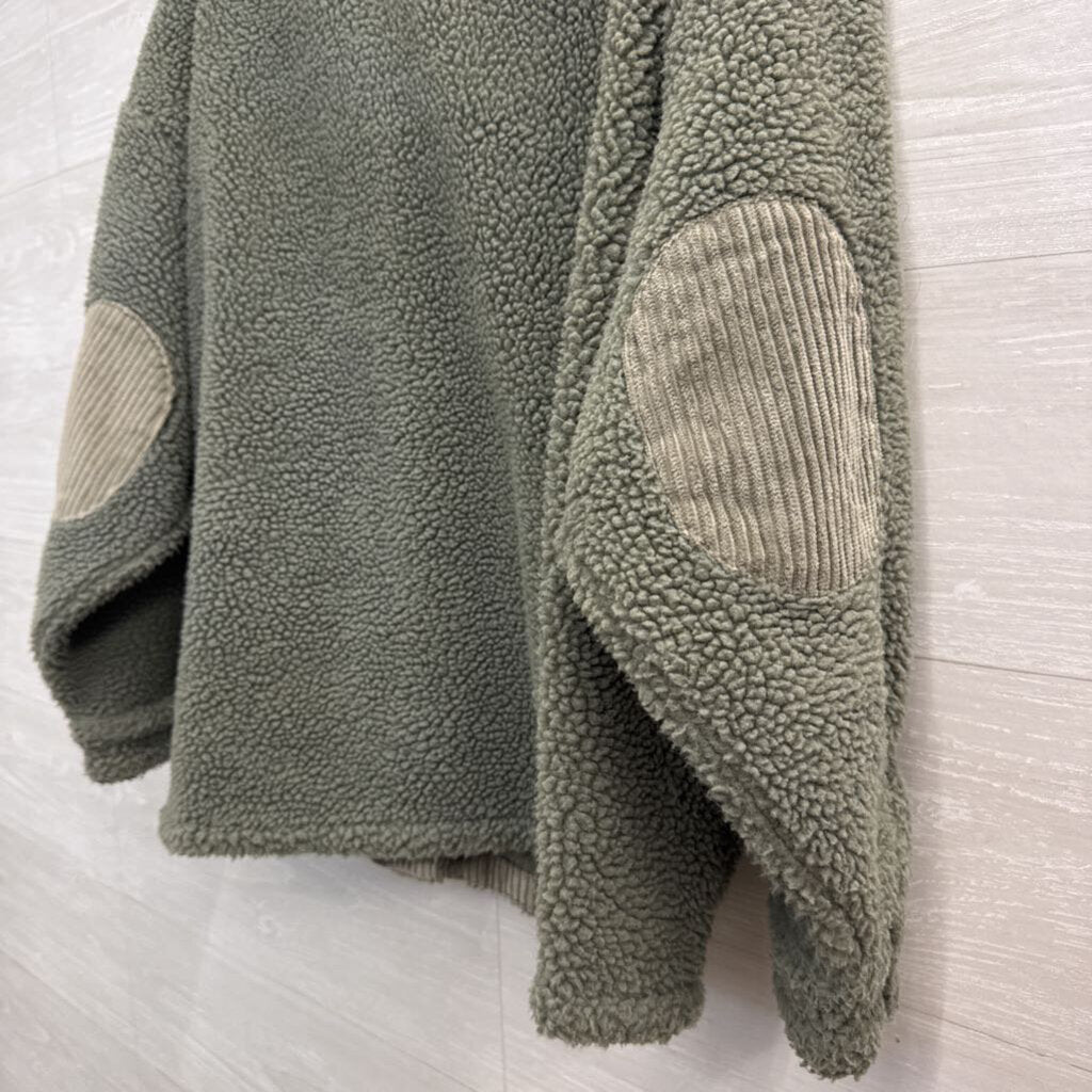 Zara Green Fleece Button Front Shacket Medium