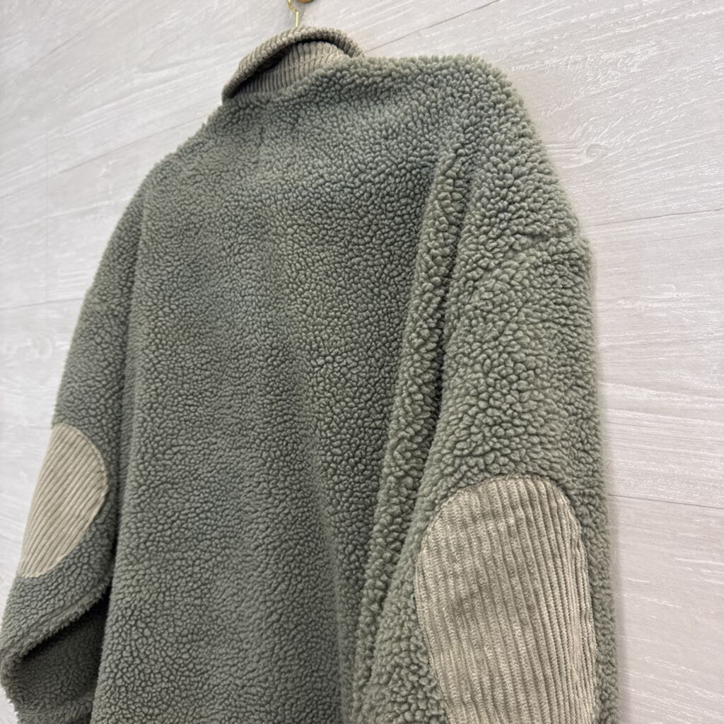 Zara Green Fleece Button Front Shacket Medium