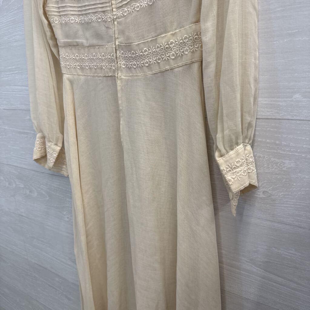 Vintage Avalon Ivory Embroidered Long Sleeve Dress 8