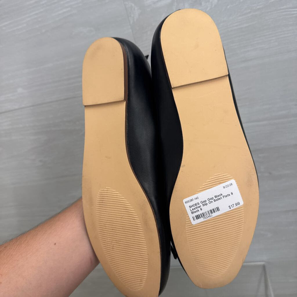 Gap Black Leather Slip On Ballet Flats 9