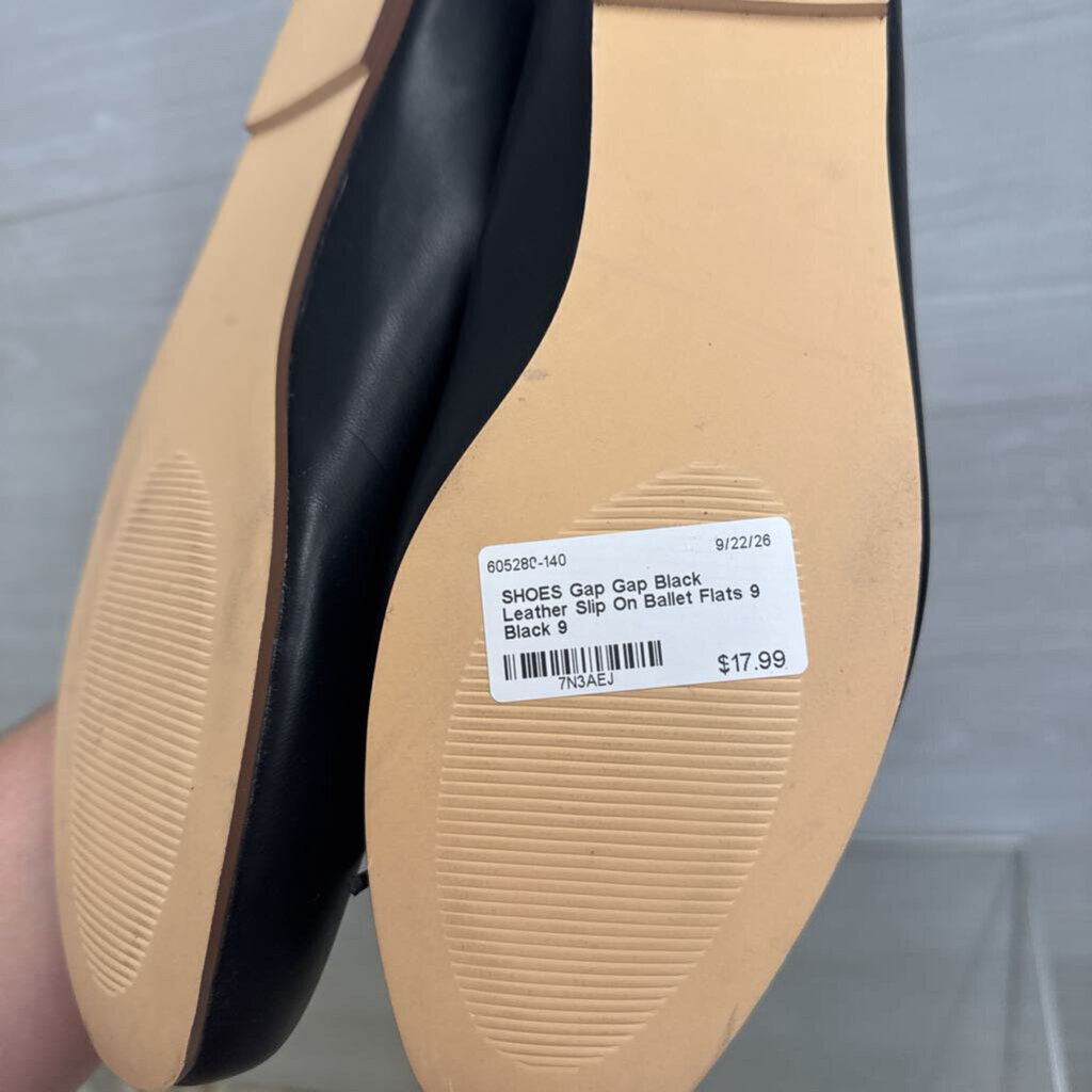 Gap Black Leather Slip On Ballet Flats 9
