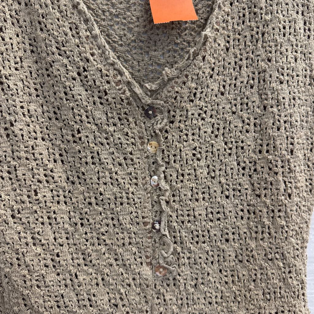 Bisou Bisou Brown Knit Short Sleeve Bodysuit Medium