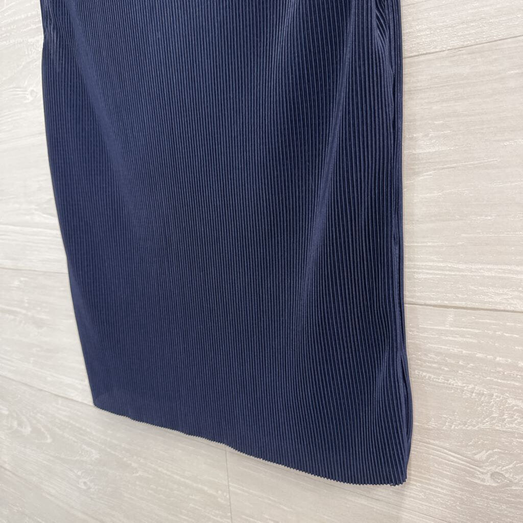 Pleione Navy Pleated Sleeveless Top Medium