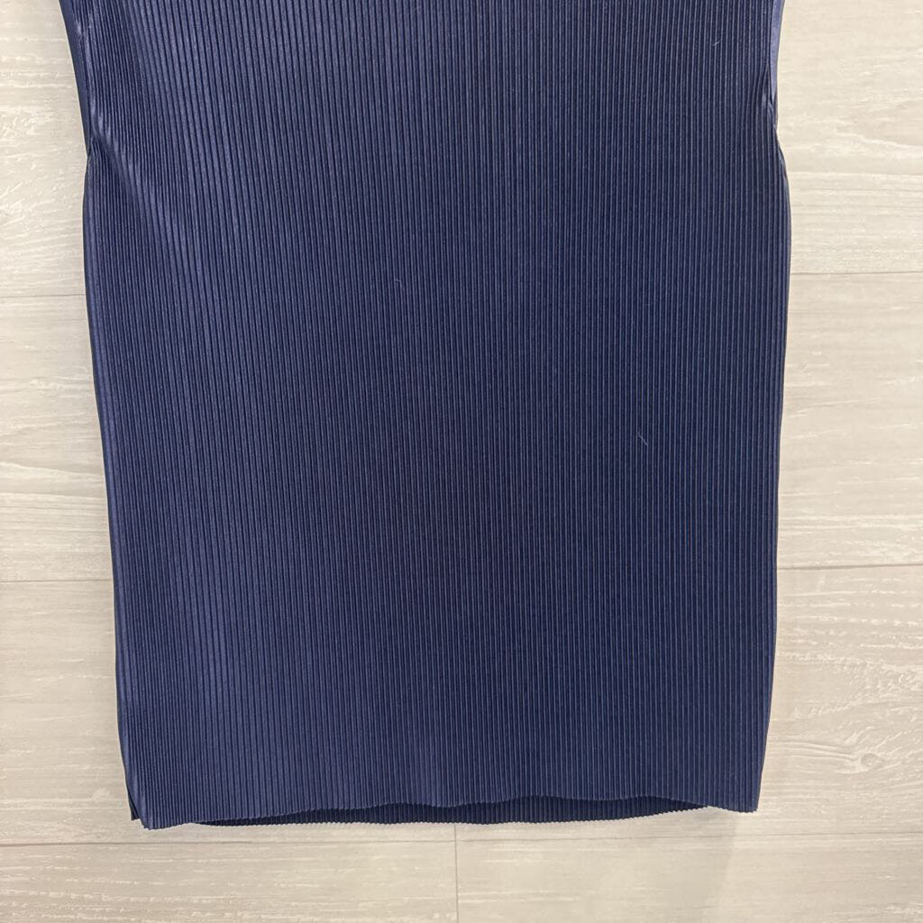 Pleione Navy Pleated Sleeveless Top Medium