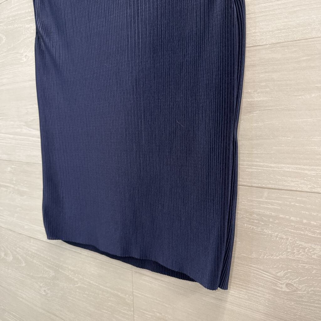 Pleione Navy Pleated Sleeveless Top Medium