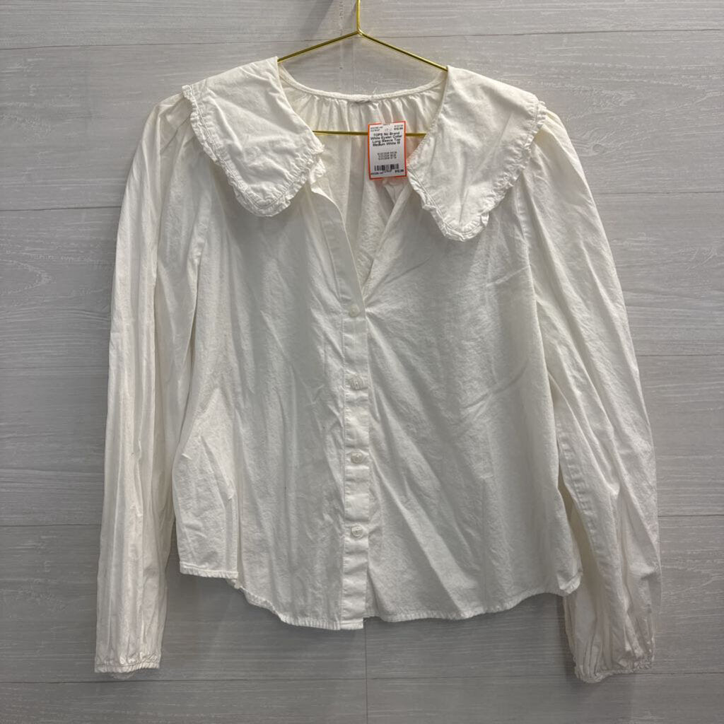White Eyelet Collar Long Sleeve Top Medium