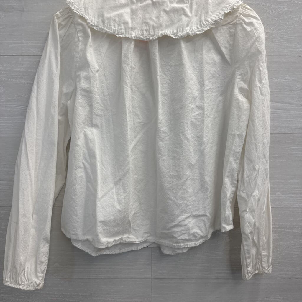 White Eyelet Collar Long Sleeve Top Medium