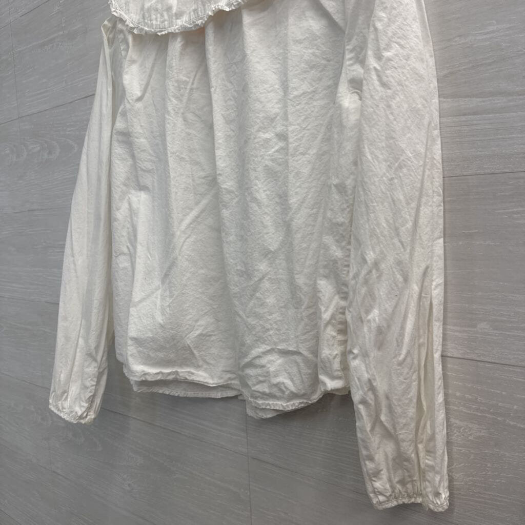 White Eyelet Collar Long Sleeve Top Medium