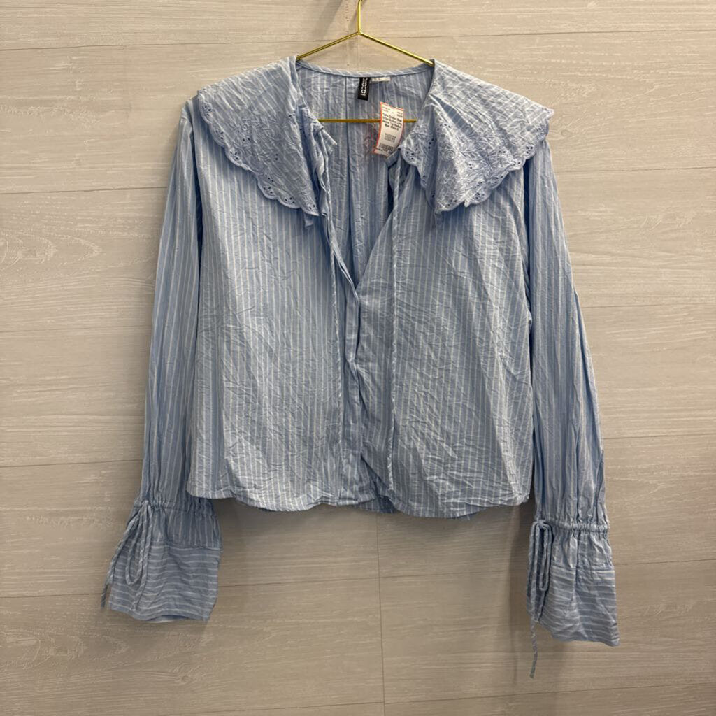 Blue/ White Striped Long Sleeve Top Medium