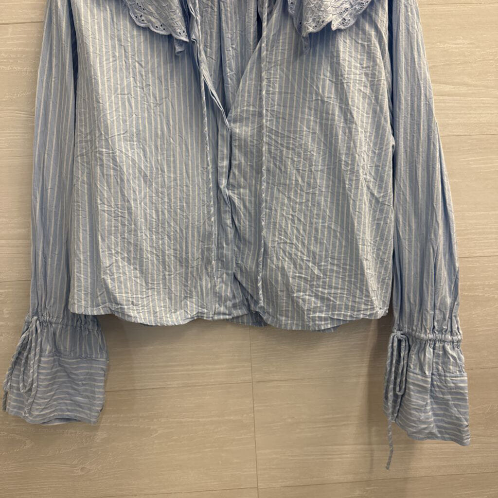 Blue/ White Striped Long Sleeve Top Medium