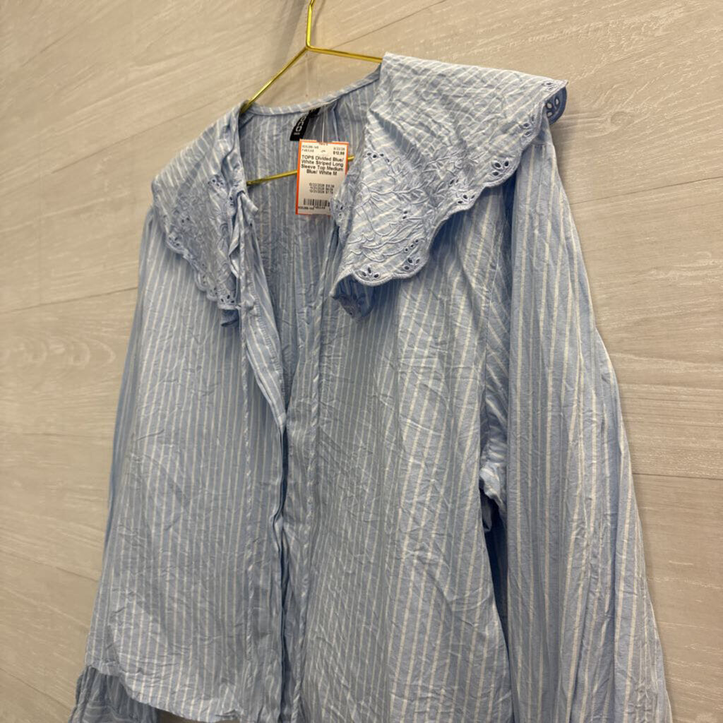 Blue/ White Striped Long Sleeve Top Medium